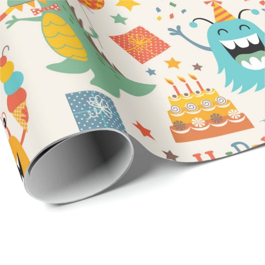 Happy Little Monsters Geschenkpapier (Rolleneckpunkt)
