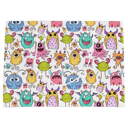 Happy Little Monsters  Große Geschenktüte (Vorderseite)