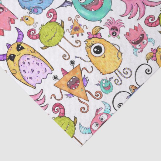 Happy Little Monsters Seidenpapier (Detail)