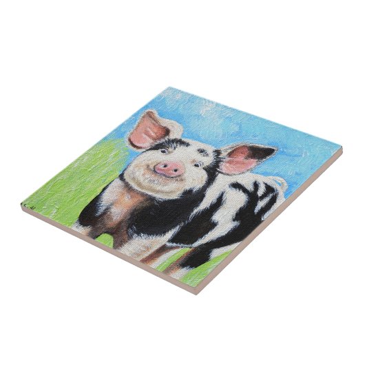 Happy Little Pig Painting Fliese (Seite)