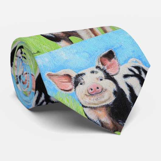 Happy Little Pig Painting Krawatte (Gerollt)