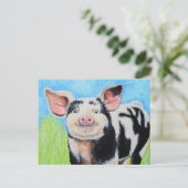 Happy Little Pig Painting Postkarte (Stehend Vorderseite)