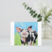 Happy Little Pig Painting Postkarte (Stehend Vorderseite)