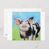 Happy Little Pig Painting Postkarte (Vorne/Hinten)