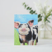 Happy Little Pig Painting Postkarte (Stehend Vorderseite)