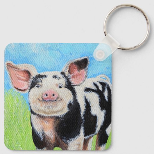 Happy Little Pig Painting Schlüsselanhänger (Rückseite)