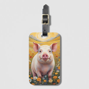 Happy Little Pig Sunny Daisy Field Gepäckanhänger