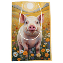 Happy Little Pig Sunny Daisy Field Mittlere Geschenktüte