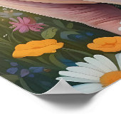 Happy Little Pig Sunny Daisy Field Poster (Ecke)