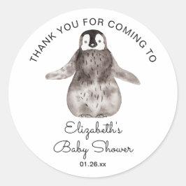 Happy Little Pinguin Baby Dusche Vielen Dank Runder Aufkleber