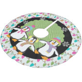 Happy Little Pinguins Holiday Tree Skirt Polyester Weihnachtsbaumdecke (Schrägansicht)
