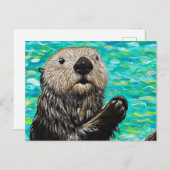Happy Little Sea Otter Malerei Postkarte (Vorne/Hinten)