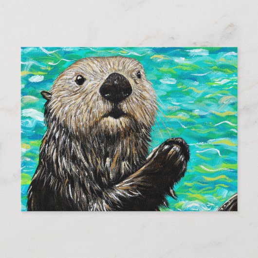 Happy Little Sea Otter Malerei Postkarte (Vorderseite)