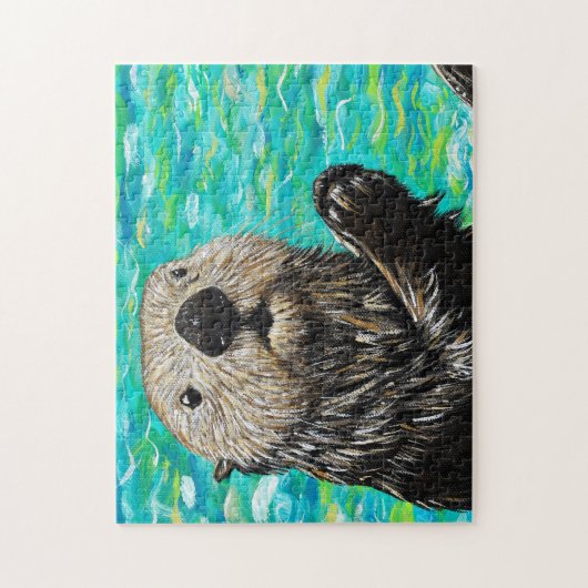 Happy Little Sea Otter Malerei Puzzle (Vertikal)