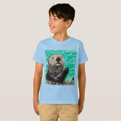Happy Little Sea Otter Malerei T-Shirt (Vorne ganz)