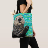Happy Little Sea Otter Malerei Tasche (Von Nahem)