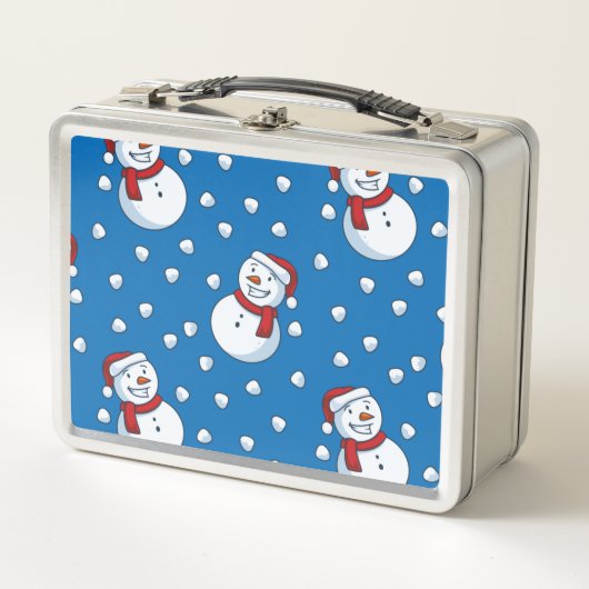 Happy Little Snowmen in Scarves und Hats Metall Lunch Box (Vorderseite)