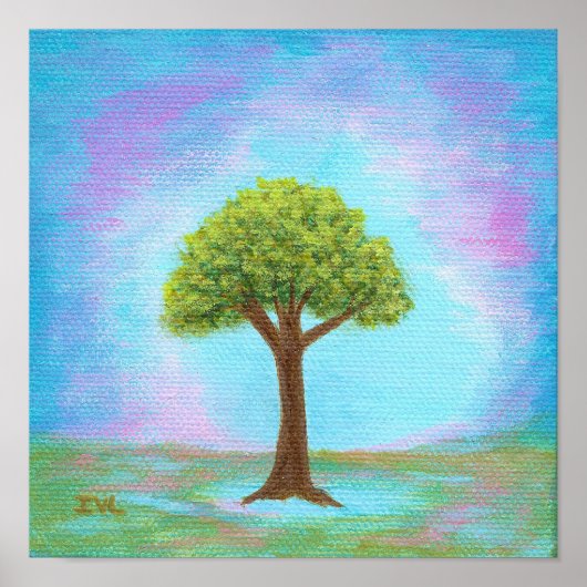 Happy Little Tree Whimsica Landschaft Kunst, Dicht Poster (Vorne)