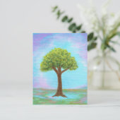 Happy Little Tree Whimsica Landschaft Kunst, Dicht Postkarte (Stehend Vorderseite)