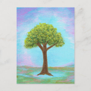 Happy Little Tree Whimsica Landschaft Kunst, Dicht Postkarte