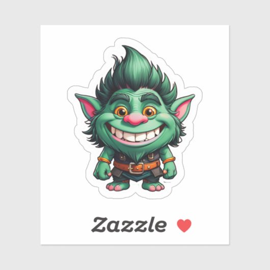 Happy Little Troll Chibi Illustration Aufkleber (Blatt)