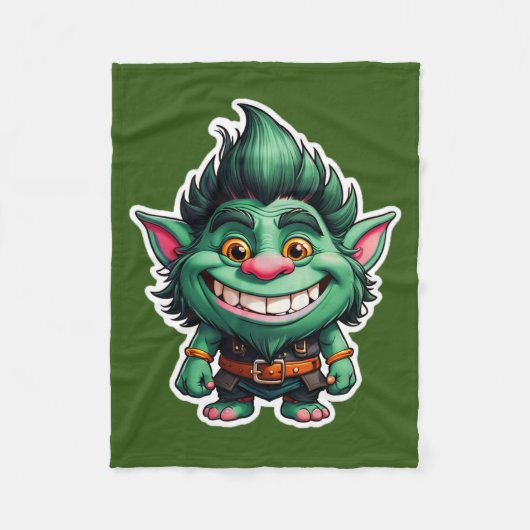 Happy Little Troll Chibi Illustration Fleecedecke (Vorderseite)