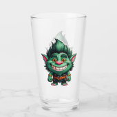 Happy Little Troll Chibi Illustration Glass Cup Glas (Rückseite)