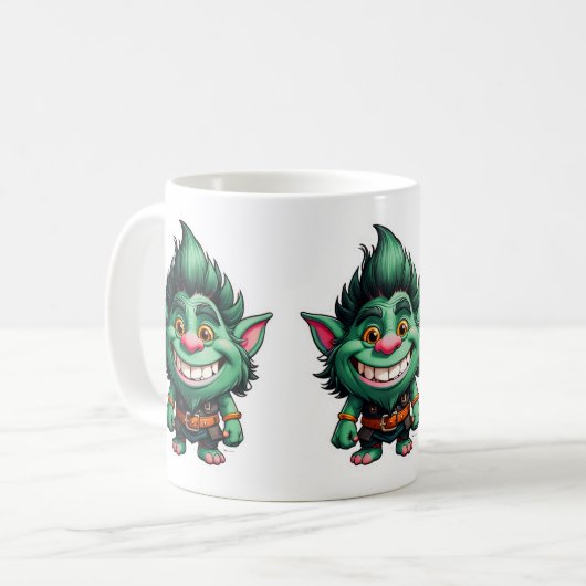 Happy Little Troll Chibi Illustration Kaffeetasse (Vorderseite Links)