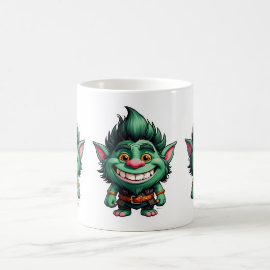 Happy Little Troll Chibi Illustration Kaffeetasse (Mittel)