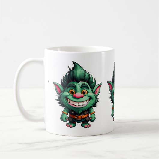 Happy Little Troll Chibi Illustration Kaffeetasse (Links)