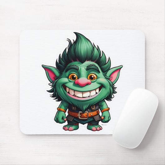 Happy Little Troll Chibi Illustration Mousepad (Mit Mouse)