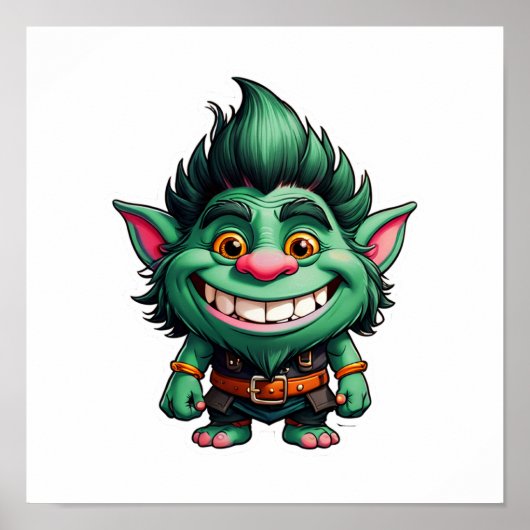 Happy Little Troll Chibi Illustration Poster (Vorne)