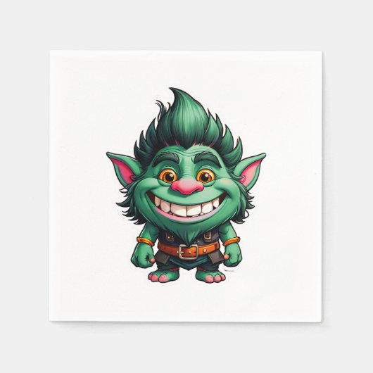 Happy Little Troll Chibi Illustration Serviette (Vorderseite)