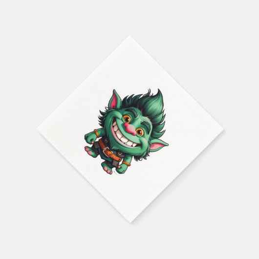 Happy Little Troll Chibi Illustration Serviette (Ecke)