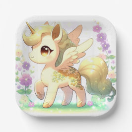 Happy Little Unicorn Babydusche Pappteller