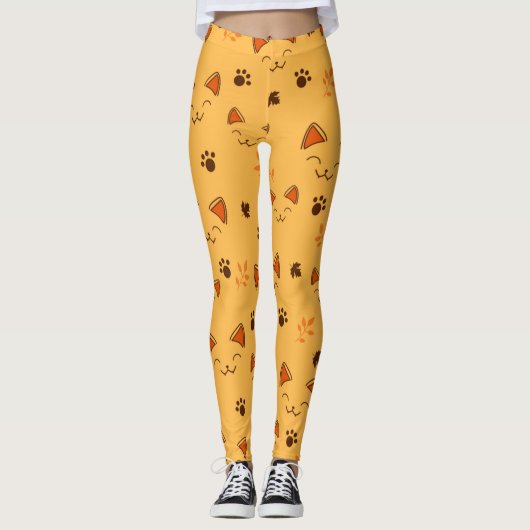 Happy Little Vampire Kitty Pattern Leggings (Vorderseite)