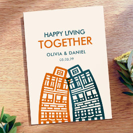 Happy living Together new address card with city Einladung