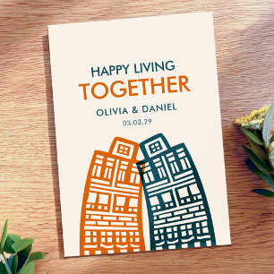 Happy living Together new address card with city Einladung