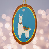 Happy Llama auf Blue Keramik Ornament