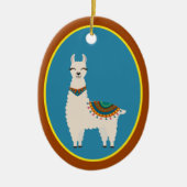 Happy Llama auf Blue Keramik Ornament (Vorne)
