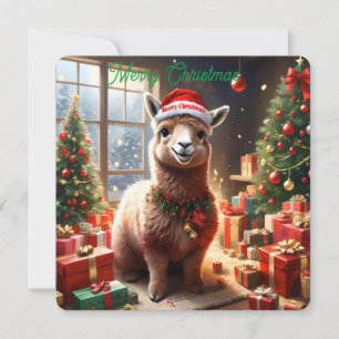 Happy Llama Christmas, flache Weihnachtskarte Feiertagskarte