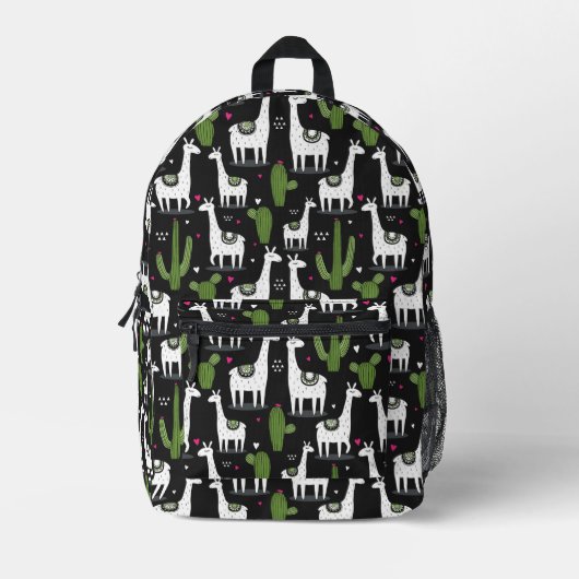 Happy Llama Pattern Bedruckter Rucksack (Vorderseite)