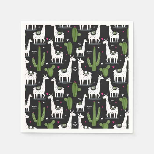 Happy Llama Pattern Serviette (Vorderseite)