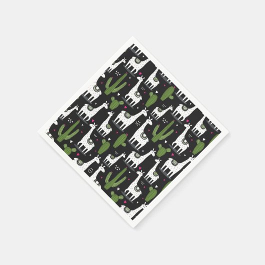 Happy Llama Pattern Serviette (Ecke)