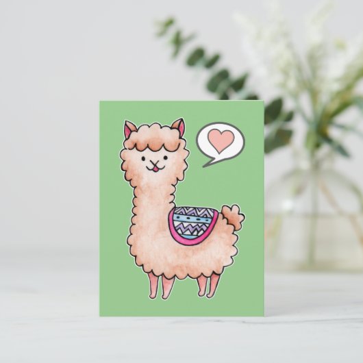 Happy Llama Postkarte (Stehend Vorderseite)