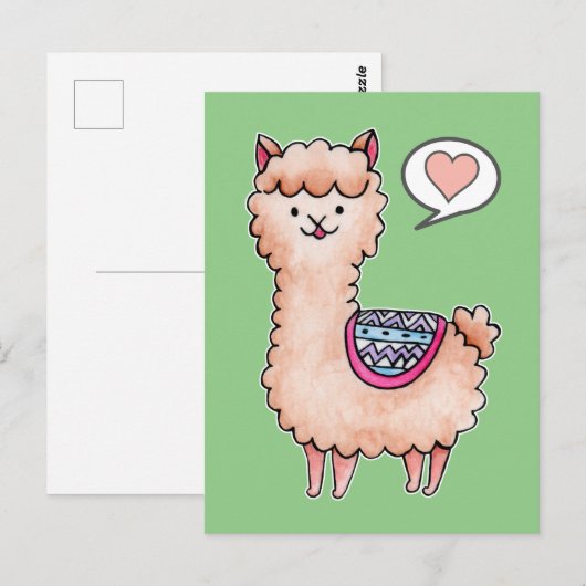 Happy Llama Postkarte (Vorne/Hinten)