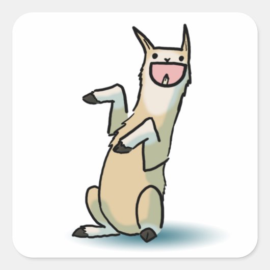 Happy Llama Quadratischer Aufkleber (Vorderseite)