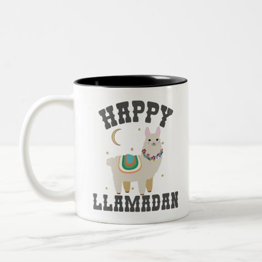 Happy Llamadan Funny Ramadan Niedlich Alpaca Gesch Zweifarbige Tasse (Links)