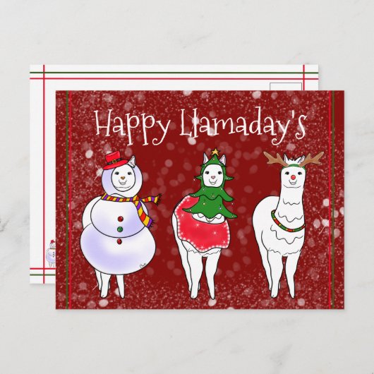 Happy Llamadays Lama Feiertagspostkarte (Vorne/Hinten)