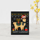 Happy Llamakah Funny Ugly Hanukkah Sweater Llama P Karte (Gelbe Blume)